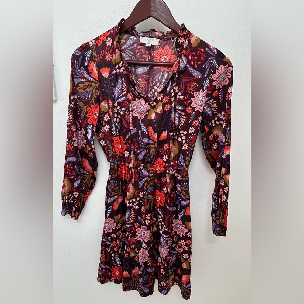 Loft Floral Long Sleeve Dress